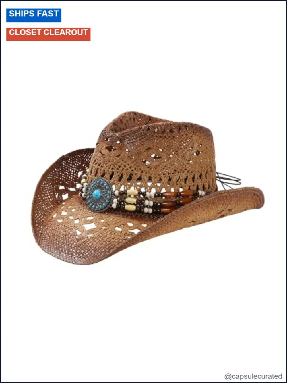 Straw Cowboy Hat for Women Men, Wide Brim Shapeable Chin Strap